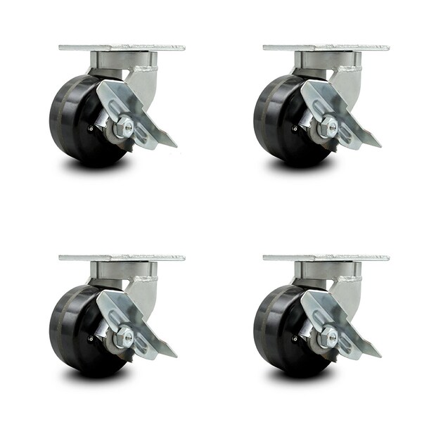 Service Caster 6 Inch Extra Heavy Duty Phenolic Wheel Caster Brakes 2 Swivel Locks SCC, 4PK SCC-KP92S630-PHR-SLB-BSL-2-SLB-2 - main